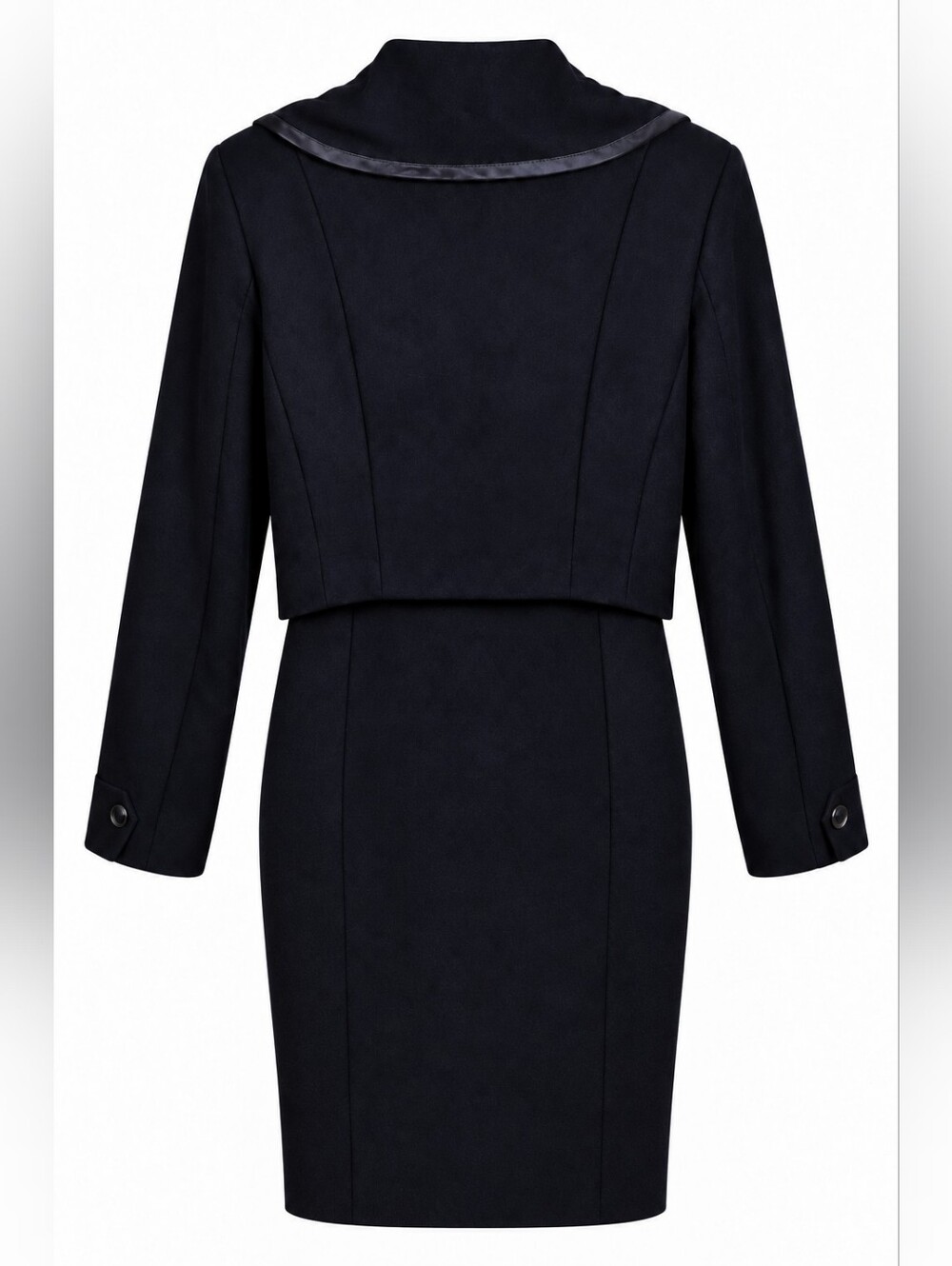 Vintage Tahari Retro Wool Jacket and Skirt Suit In Rich Black - Picture 2 of 6